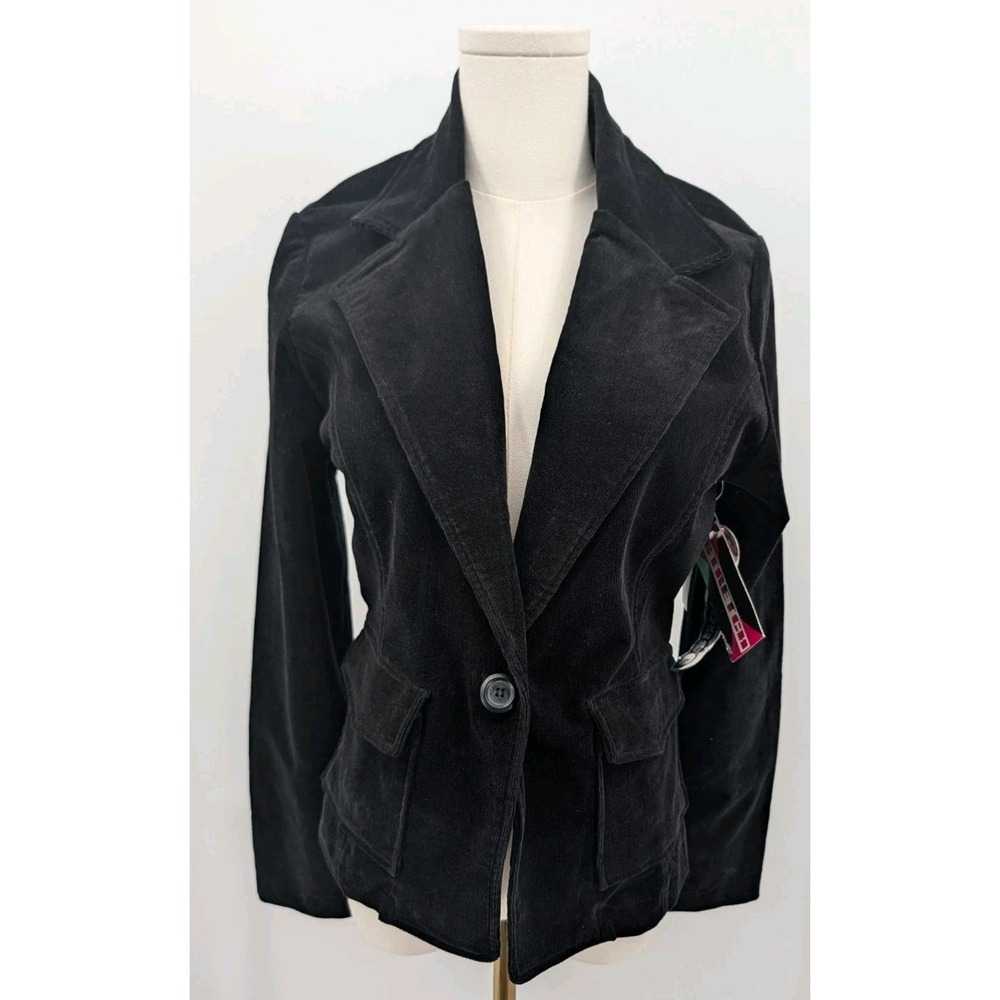 New Dollhouse Black Corduroy Single Button Jacket Size L Y2K Indie Sleeze Goth